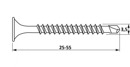 3,5x25-55 önfúró gipszkartoncsavar