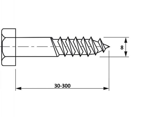 8x30-300 Állványcsavar