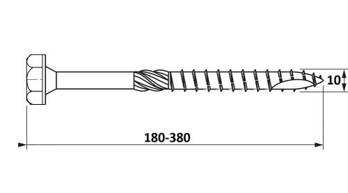 10x180-380 Hatlapfejű szerkezetépítő csav.