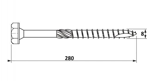 8x280 Hatlapfejű szerkezetépítő csav.