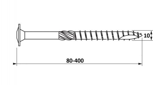 10x80-400 Laposfejű szerkezetépítő csav.