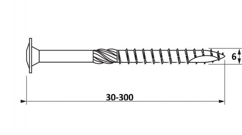 6x30-300 Laposfejű szerkezetépítő csav.