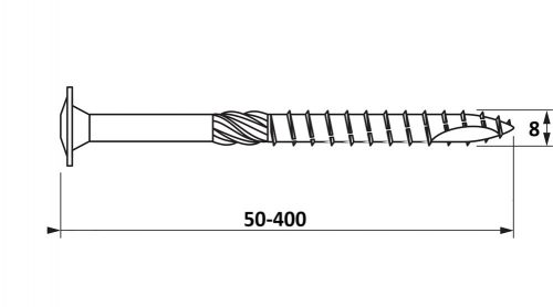 8x50-400 laposfejű szerkezetépítő csav.