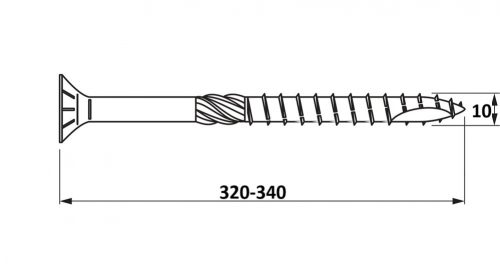 10x320-340 Sülly.fejű szerkezetépítő csav.