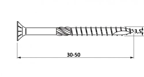 3,5x30-50 Sülly.fejű szerkezetépítő csav.