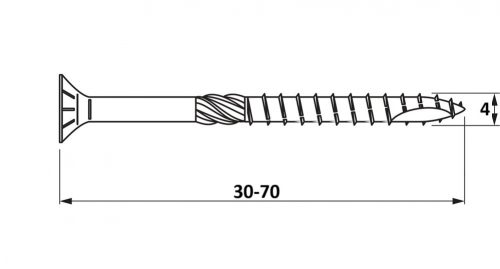 4x30-70 Sülly.fejű szerkezetépítő csav.