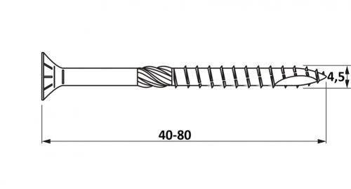 4,5x40-80 Sülly.fejű szerkezetépítő csav.