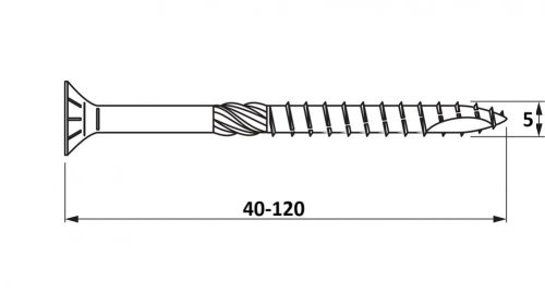 5x40-120 Sülly.fejű szerkezetépítő csav.